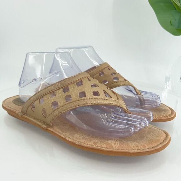 Born Women's Jesy Sandal Size 10 Thong Slide Brown Leather Flip Flop Comfy Shoes - Picture 1 of 16